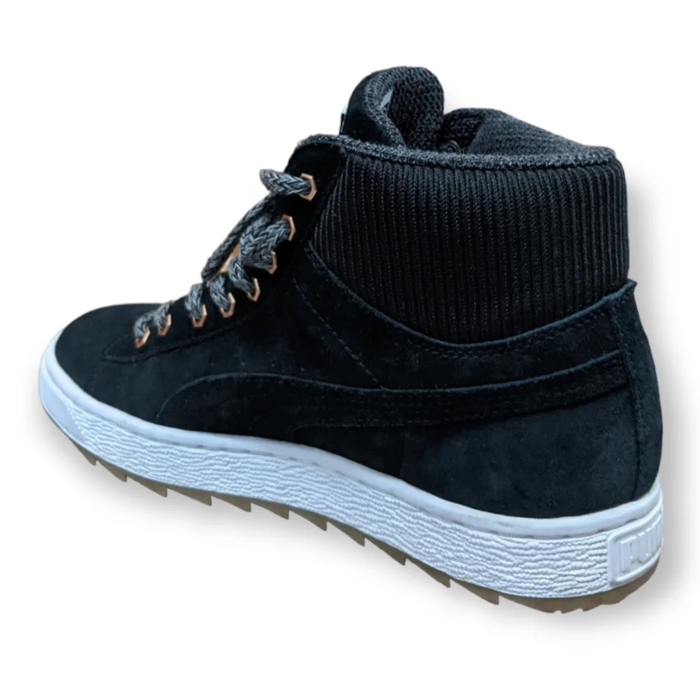 Puma Suede Winterized Lather Rugged Black Women’s Trainers, 6